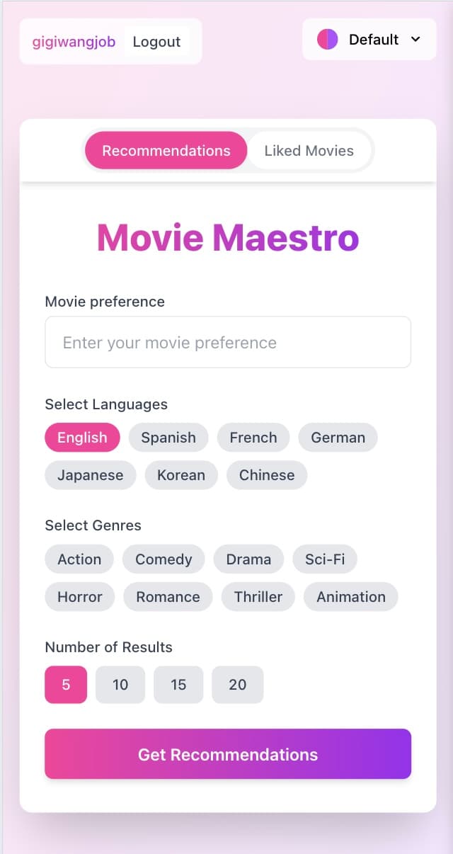 Movie Maestro - Phone View